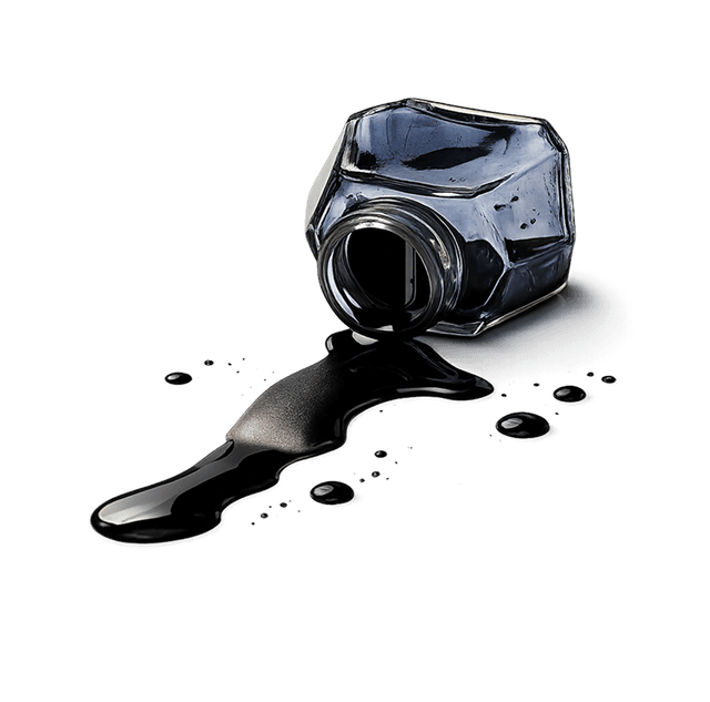 Ink pot spilling ink